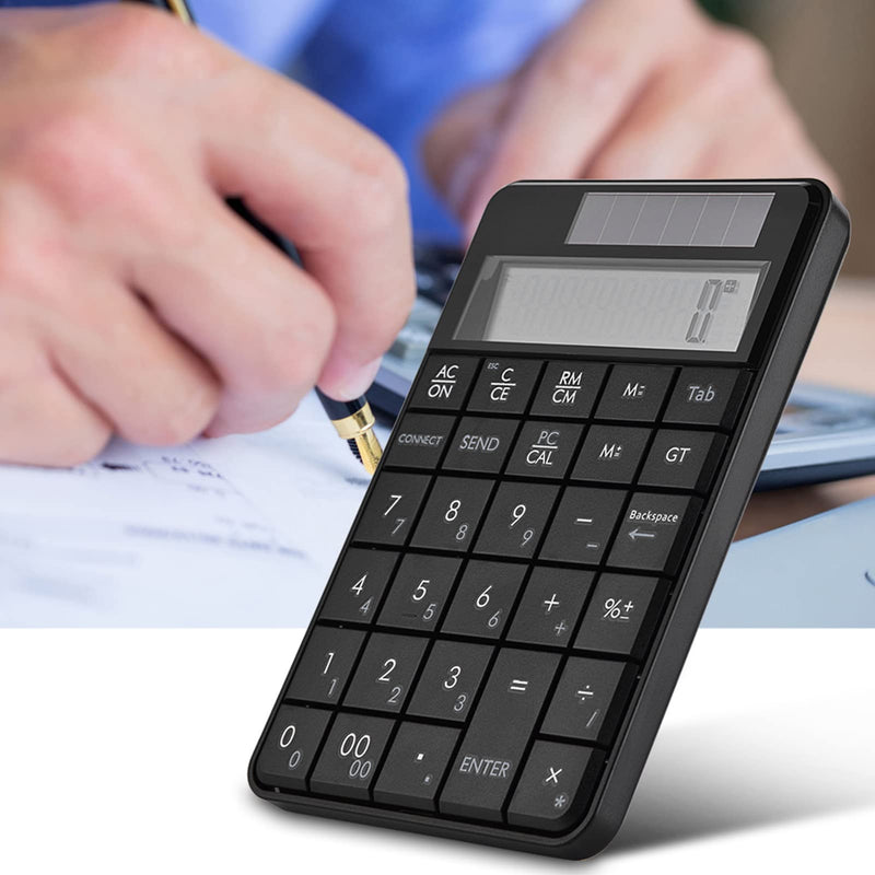 MC-56AG 2 in 1 Numeric Keypad & Calculator, 29 Keys Mini 2.4G USB Calculator with LCD Display, Switch by Pressing PCCal, Ideal for Office, Black