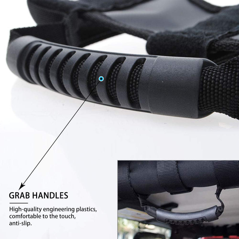 JeCar Roll Bar Grab Handles Grip Handle for Jeep Wrangler CJ YJ TJ JK JK JL JLU JT Sports Sahara Freedom Rubicon & Unlimited 1955-2020 4Pcs (Black) Black