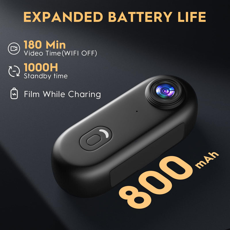 Ultra-Compact 4K Thumb Action Camera with Magnetic Mount – Lightweight, Hands-Free POV Body Cam for Motorcycle Riding, Hiking & Daily Vlogging (128G SD Card & Waterproof Case Included)
