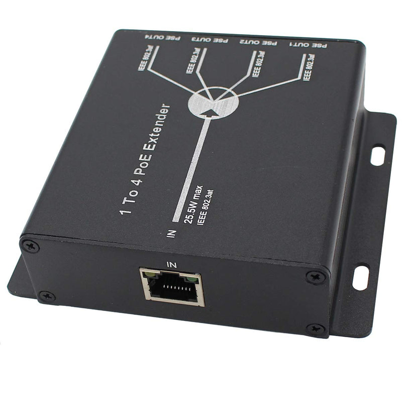 POE Extender RJ45 4-Port 10/100M IEEE802.3at (Power-in) to IEEE802.3af (Power-Out) for Ethernet/PoE Power AP, IP Camera, IP Telephone and Other Network equipments