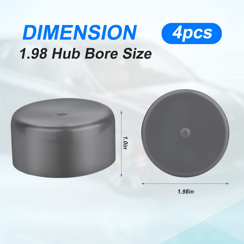Bearing Caps, 4 Pack 1.98 Inch Grey Rubber Dust Trailer Wheel Hub Grease Cap Rubber Dust Buddy Cover Caps for Boat Trailer Wheel Buddies