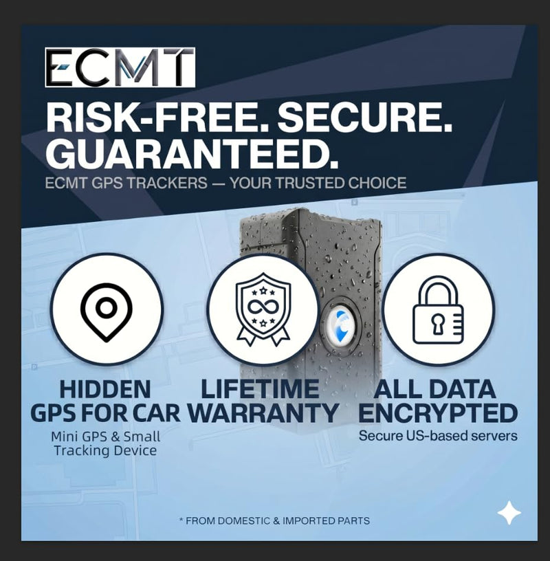 ECMT GPS Tracker for Vehicles, Magnetic 4G LTE, Subscription Required | Hidden Magnetic Mount, 6000mAh Battery, 10-Second Updates, Geo-Fence, IP67 Protection, 180-Day Route History S20 6000mAh