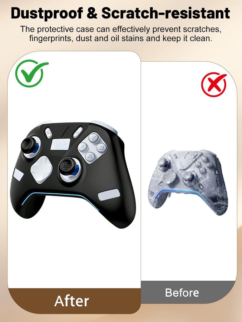 Silicone Protective Case for Flydigi Apex 5 Wireless Controller, Full-Body Protective Cover with Precise Cutout, Shockproof Dustproof Protector Sleeve & Scratch-Resistant Sleeve (Black) Black