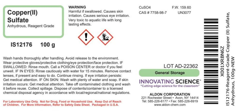 ALDON Innovating Science Reagent-Grade Copper (II) Sulfate, Anhydrous, 100g - The Curated Chemical Collection