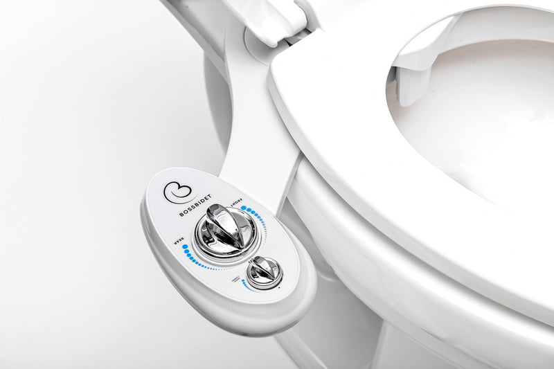 Luxury White Blue - Bidet Attachment for Toilet Seat - Dual Nozzles, Self-Cleaning, Non-Electric Water Sprayer, Save Money On Toilet Paper and Reduce Waste