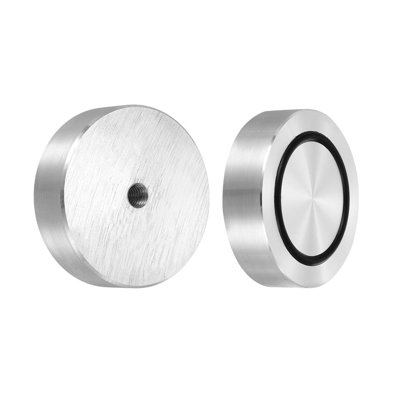 uxcell M8 Thread 55mm / 2.2" Dia 15mm Thick Aluminum Circle Disc Glass Top Adapter 4pcs Round Solid Table Feet Pad Plate Hardware with Anti-Slip Rubber Ring M8 x 55mm x 15mm