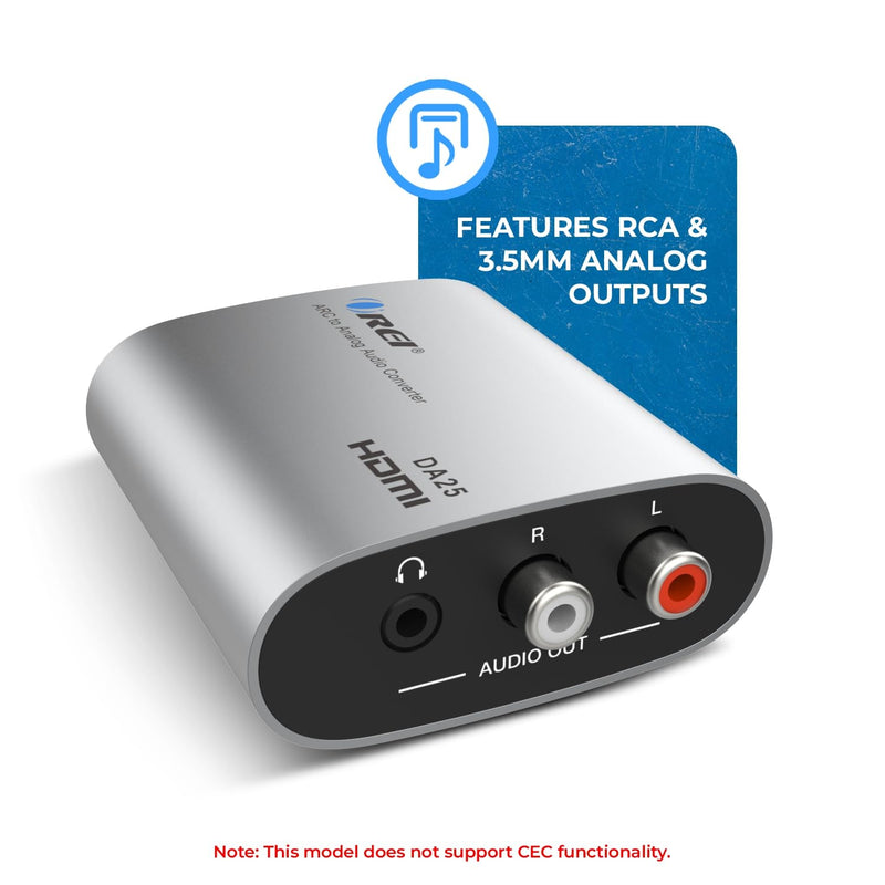 OREI HDMI eARC & ARC Audio Extractor Converter – HDMI ARC to RCA L/R Converter with 3.5mm Jack – ARC/eARC Audio Converter for Speaker, Headphone, Home Theater (DA25)