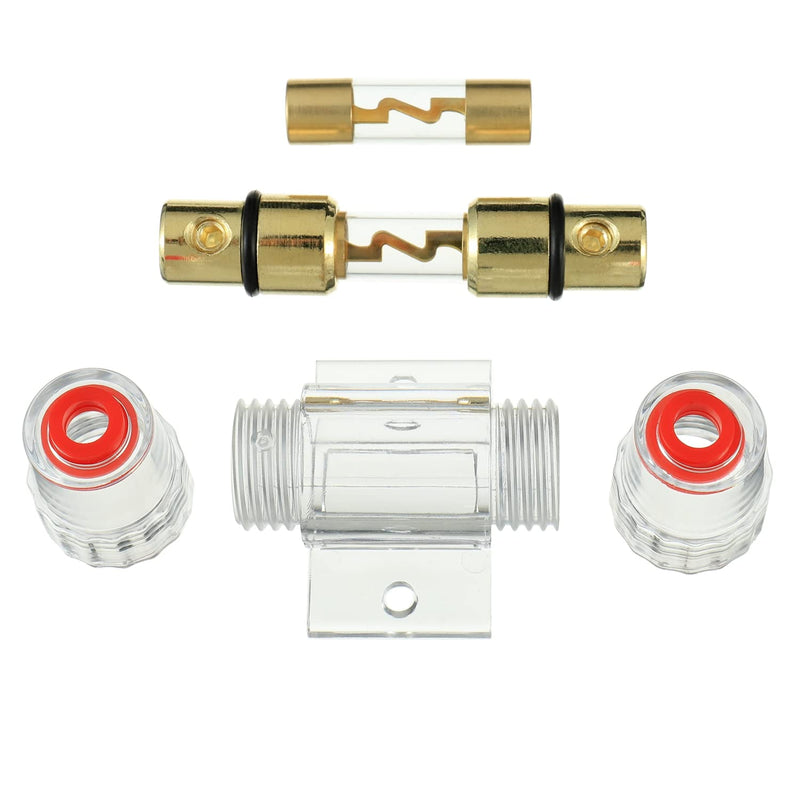 BOJACK 4-8 Gauge AWG in-line 100A AGU Fuse Holder with 100 Amp AGU Fuses for Car Audio, Alarm, Amplifier, Compressors, Waterproof Inline Fuse Holders (100A)