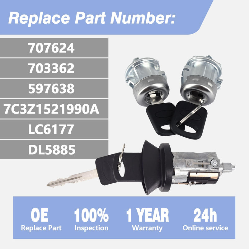 New Ignition with Door Lock Cylinder Fits for 1997-2007 Ford F150 F250 F350 F450 Super Duty 1998-2005 Excursion 1998-2001 Explorer 1998-2002 Expedition Replace Part Number 707624 703362