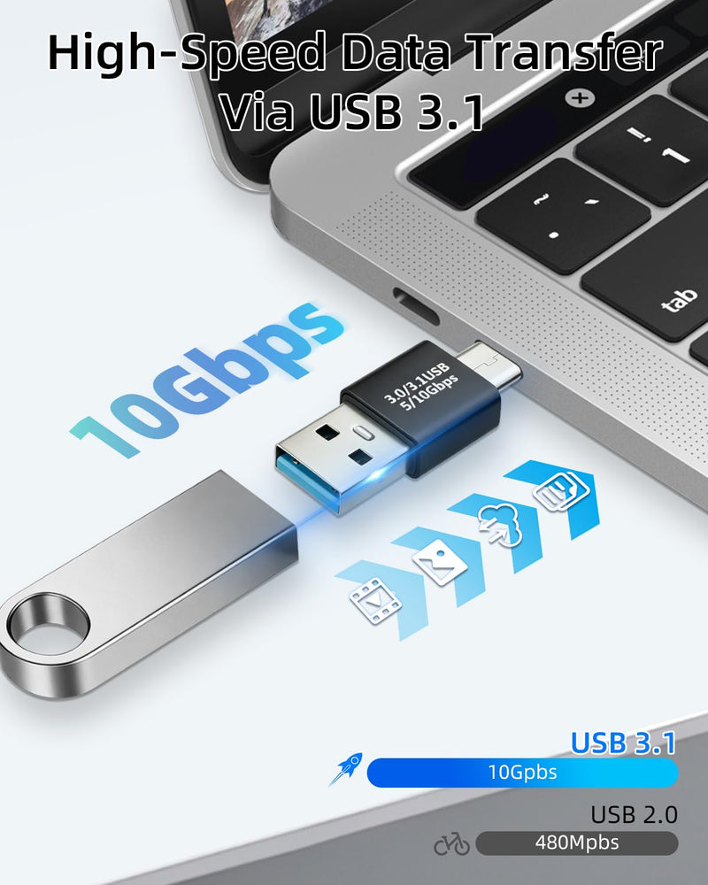 90 Degree USB A Male to USB C Male Adapter,10Gbps Right Angle USB 3.1 to USB C OTG Adapter for Laptops,Cars,Smartphones,Data Sync & Charging (5 Pack) usb to usb c