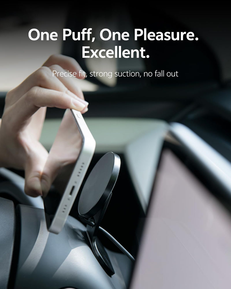 2025 Upgraded Magnetic Wireless Charging Car Phone Holder for Tesla Model 3 / Y, Magnetic Phone Mount, Car Mount for iPhone, Car Accessories,Transparent Appearance Design