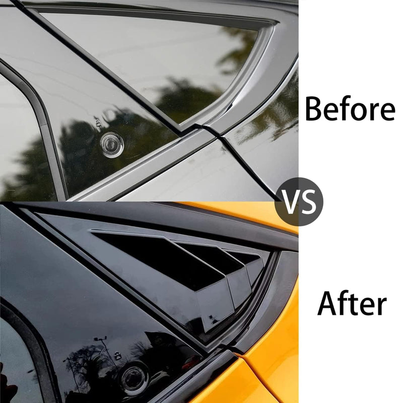BestEvMod Compatible with 2021 2022 2023 2024 2025 Mustang Mach E Quarter Side Window Scoop Louvers Cover Window Visor Cover ABS (Glossy Black) Glossy Black