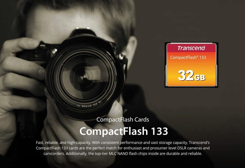 Transcend 2GB CF133, CompactFlash Memory Card, CF Card, SLR Camera Card for Photographer, Videographer, Enthusiat, MLC - TS2GCF133 Black 2 GB