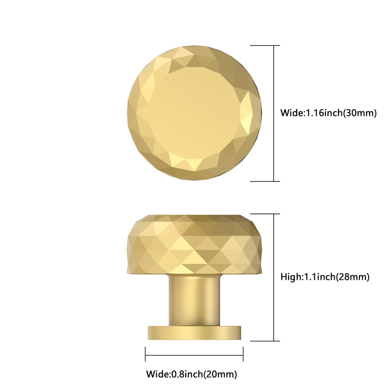 Asidrama 10 Pack Brushed Gold Cabinet Knobs Heavy-Duty Solid Kitchen Cabinet Pulls Gold Dresser Drawer Hardware for Cupboard Single Hole Knob