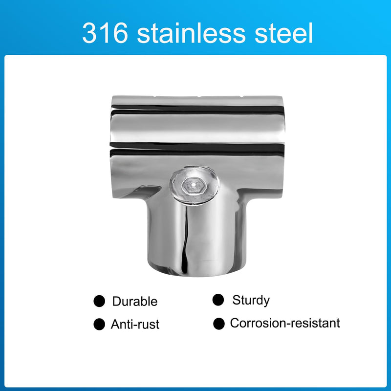 Marine Boat Hand Rail Detachable Tee for 7/8 inch (22 mm) or 1 inch (25.4 mm) Tubing, Heavy Duty 90 Degree 316 Stainless Steel Hinged Handrail Tee Fitting(2-Pack)