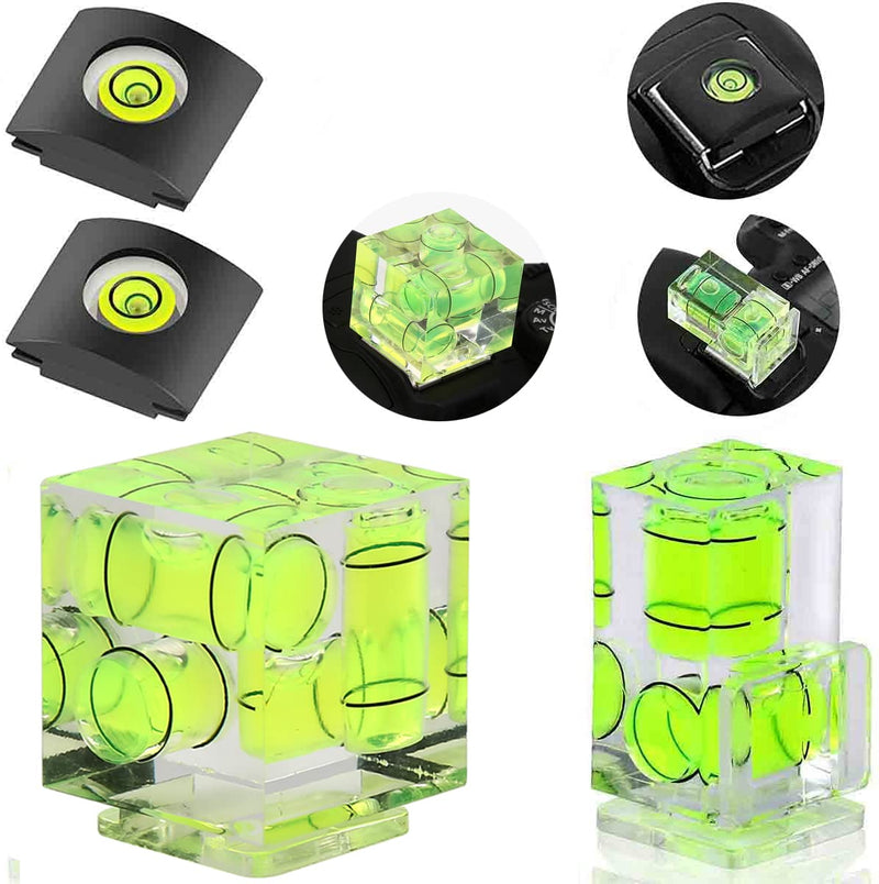 Camera Level Hot Shoe Level, Hot Shoe Bubble Level Camera Hot Shoe Cover 3 Axis 2 Axis 1Axis Bubble Spirit Level Compatible with Nikon, Olympus, Pentax Digital and Film Cameras-4 Packs 1 Axi, 2 Axis and 3 Axis