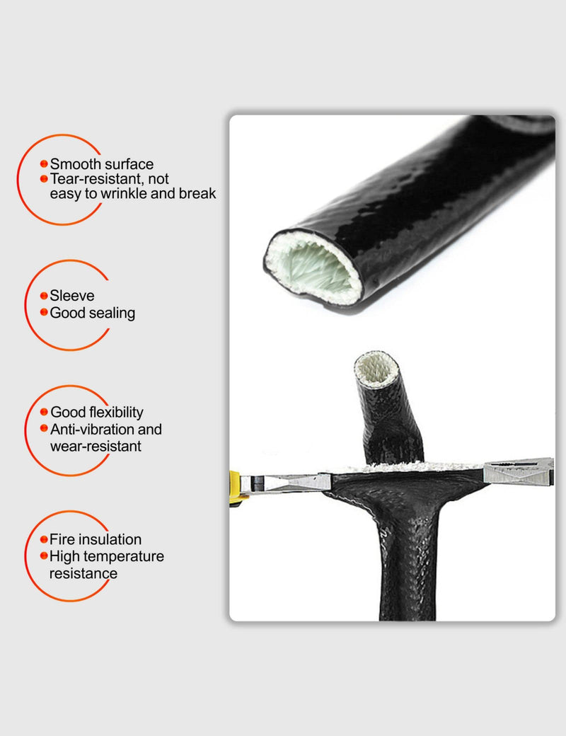 3/4"(19.05mm) ID Fire Sleeve Heat Sleeve Heat Shielded Fire Thermo Armor Silicone Coated Fiberglass for Automotive Hose Lines & Electrical Wiring,5 Feet(Black) Black 3/4" ID*5FT