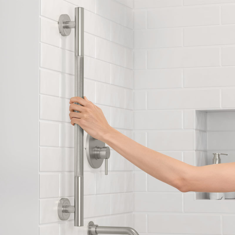 Lava Odoro Shower Grab Bars, 12" Stainless Steel Bathroom Safety Grab Bar, Upgrade Anti-Slip Knurling Shower Grab for Bathtub, Shower Handle for Elderly and Handicap, ADA Compliant, Brushed Nicke Brushed Nickel 12 Inch