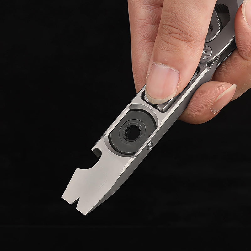 Titanium Pry Bar,Multi-tool,EDC Tool,Versatile Pry Tool,Bottle Opener,Wrench,Ratche screwdriver,Nail puller,Crowbar in One,Compact Versatile Pocket Pry Bar for Everyday Carry 01 Grey-l