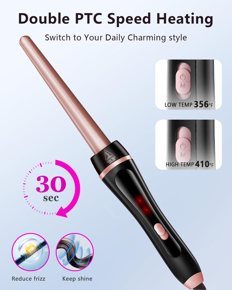 5 in 1 Curling Iron, Curling Wand Set with Thermal Brush Flat Iron Hair Straightener Interchangeable Ceramic Barrels (0.35"-1.25") Instant Heat Up for Waves Dual Voltage Hair Curler, Gifts for Women