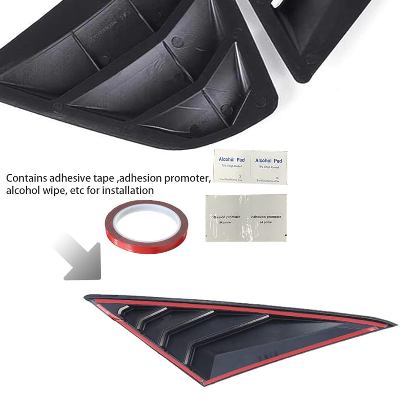for Hyundai Elantra 2021 2022 2023 Exterior Accessories Sporty Car Rear Side Window Louvers Air Vent Scoop Shades Cover Trim Blinds 2PCS(Bright Pitch Black) Bright Black