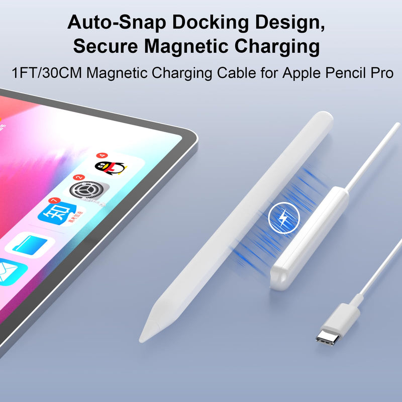 Magnetic Charging Cable Compatible with Apple Pencil Pro Fast Charging Dock | Portable Charge Accessory for Apple Pencil Pro with Smart LED Indicator 1FT USB-C Charger Cable Overcharge Protection