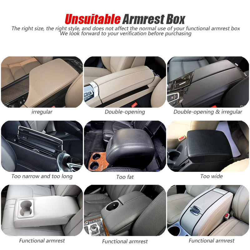 ESKONKE [Upgraded] Car Center Console Cover with 2 Storage Bags - Premium Nappa Leather Armrest Cover, Scratch & Wear Resistant, Waterproof Car Interior Accessories (Classic - Black) Classic - Black