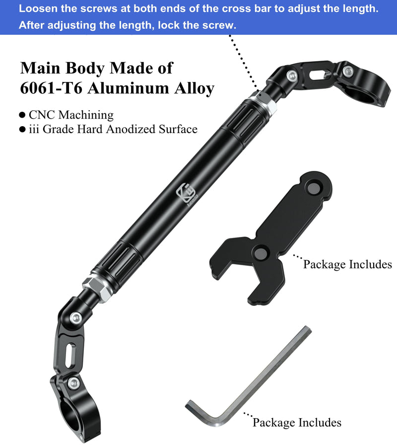 BRCOVAN Motorcycle Cross Bar, Aluminum Alloy, Length Adjustable Handlebar Extender Extension, Motorcycle Balance Bar Reinforce Lever Fit for Handlebars 22mm in Diameter