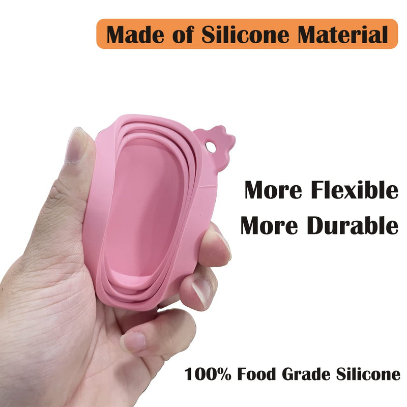 Manual Can Opener, Handheld Tin Opener Cork Screw, Easy Turn Knob, Built in Bottle Opener, Hangs for Convenient Kitchen Storage, Easily Open Tin Cans, 2 Silicone Lid Cover for Can, Pink 7.87 x 2.72 x 2.17 inches