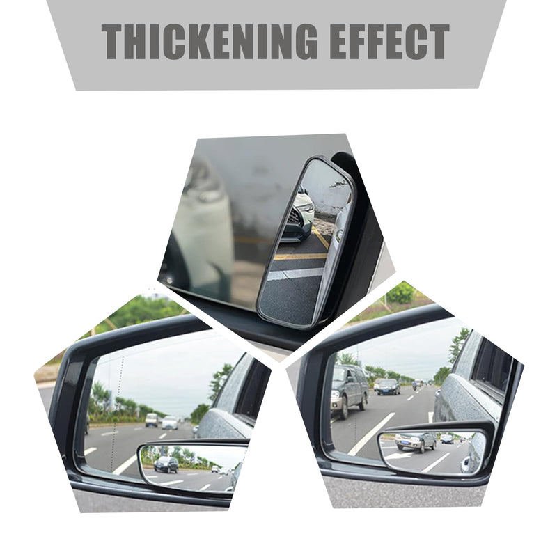 2-Pack Car Blind Spot Mirror, 3.7" x 1.4" Curved Wideangle, High-Definition Glass Adjustable Anti-Glare, Universal Car Side Mirror (Black)