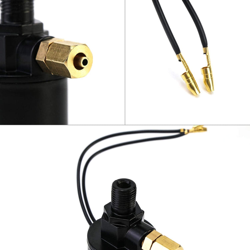 QWORK Air Horn Solenoid Valve,1/4" NPT 12V Electric Air Valve (Solenoid) for 1/4" OD Hose, Black 1/4 NPT Male-1/4 OD Hose 12V Black