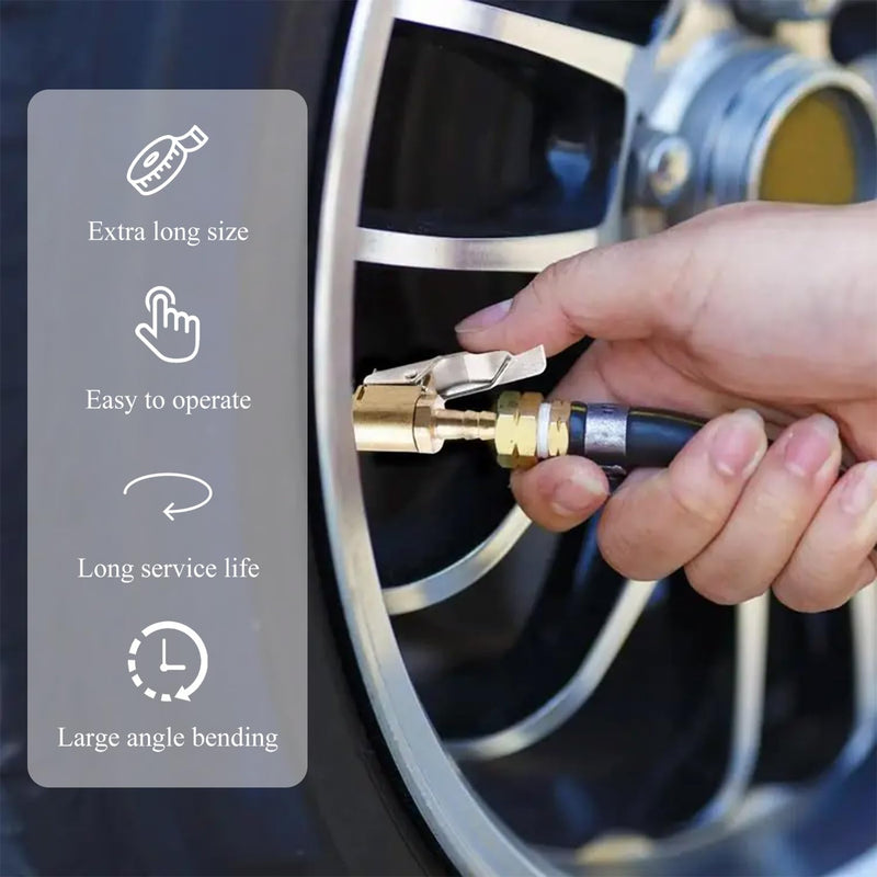 Tire Inflator Extension Tube Tyre Pump Quick Inflation Chuck Adapter Hose Quick-Inflation Clip Connector High-Pressure Tube Car Motorcycle Maintenance Accessories