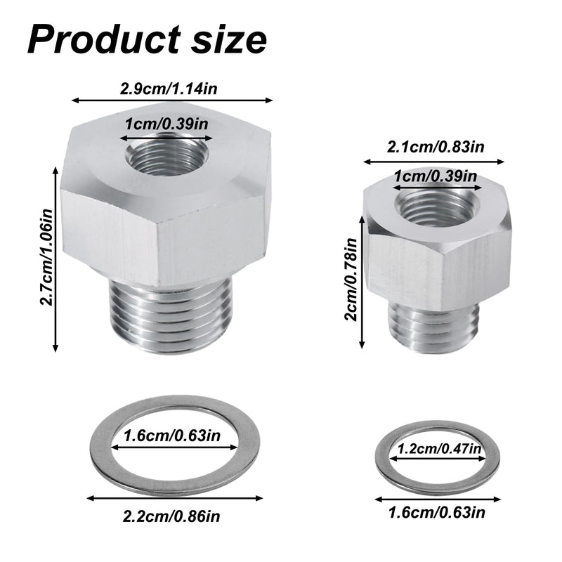 2pcs Oil Pressure Sensor Adapter, M16x1.5 M12x1.5 to 1/8 NPT Temp Sensor Adapter Swap Parts Oil Pressure Sender Accessories Compatible with LS Engines