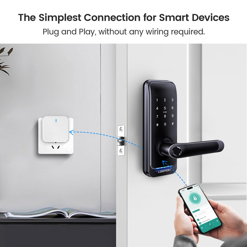 Wi-Fi Gateway for Tuya Smart Door Lock, Wi-Fi Bridge for Bluetooth Lock Remotely Control with Tuya/SmartLife App, Gateway Smart Hub Remote Control for Door Locks