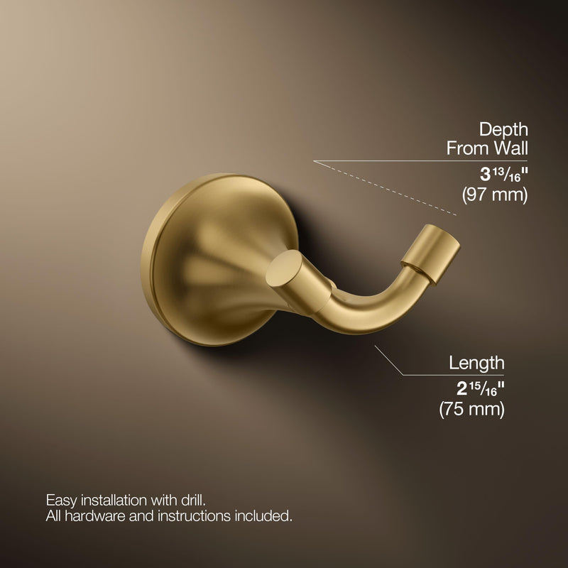 KOHLER TONE® ROBE HOOK Vibrant Brushed Moderne Brass