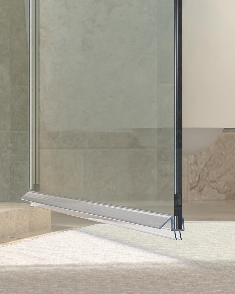 Delamu Shower Door Bottom Seal, 3Pack Shower Door Sweep Strip, 39in Frameless Glass Doors Seal Strip for 3/8'' (10mm) Thick Doors, 39'' x 0.39'' Showers Water Guard Barrier BottomSeal-3/8"x39"