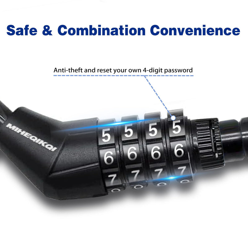 12ft Long Straight Cable Lock with Resettable Combination, Weatherproof Security Kayak Lock, Unique Thin Cable Combination Lock for Kayaks, Paddle Boards, Dock, Bike, Scooters, Canoe and Outdoor Gear