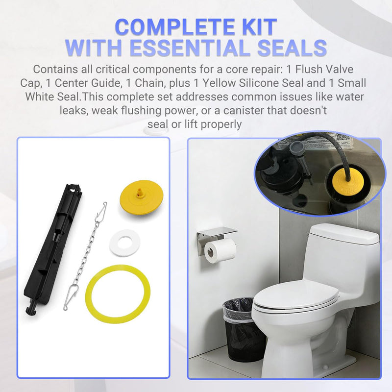 GP1229656 Canister Flush Valve Repair Kit Compatible with Kohler K-1188999, K-1188998 Single Flush Toilets (Includes Cap, Center Guide, Chain & Seals) for AquaPiston Systems