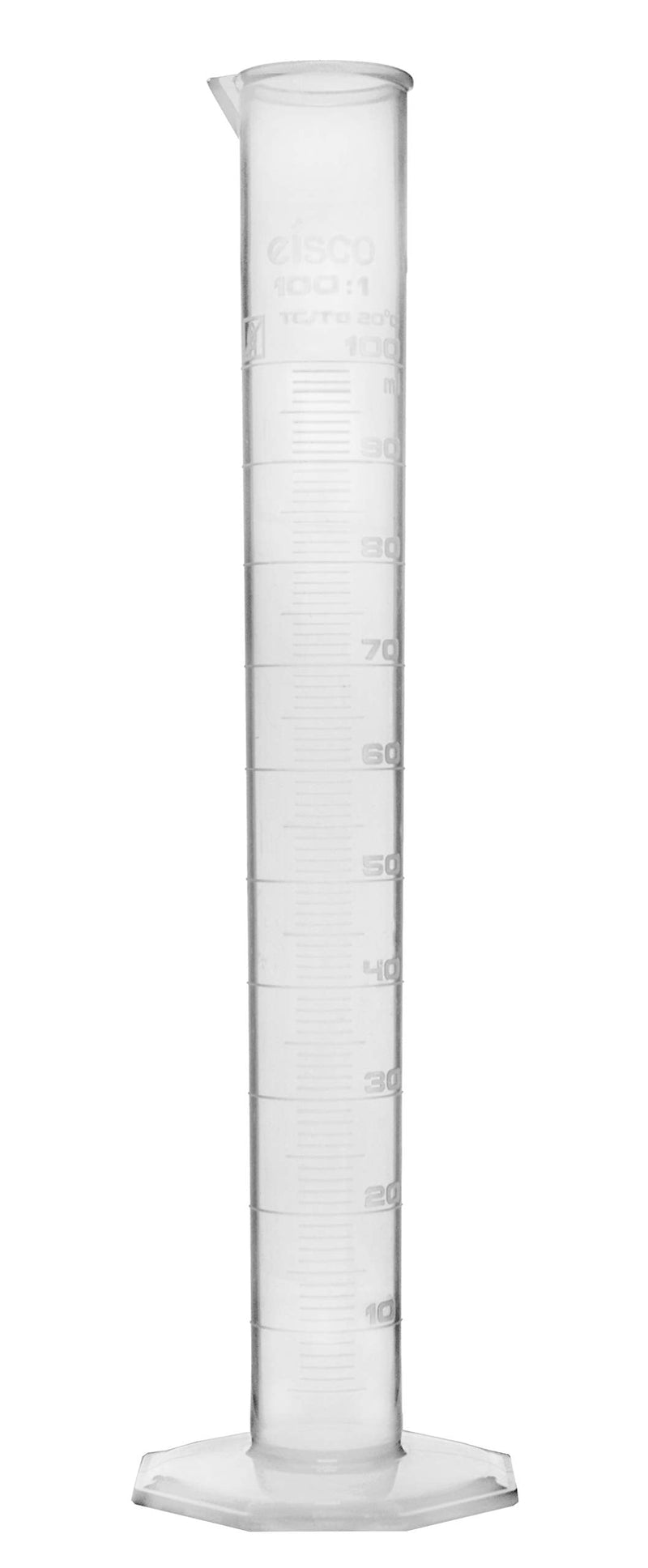 EISCO 7PC Graduated Cylinder Set - Class B - 10ml, 25ml, 50ml, 100ml, 250ml, 500ml & 1000ml - Polypropylene Plastic, Octagonal Base, Moulded Graduations - Industrial Quality, Autoclavable