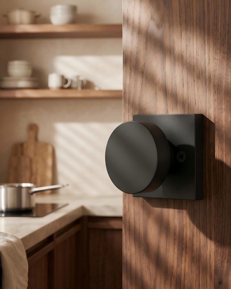 Goldenwarm Black Dummy Door Knobs Interior, Matte Black Dummy Door Knobs for Closets, Hallways, Kitchens, Zinc Alloy Heavy Duty Modern Square Interior Door Knob(1 Pairs / 2 Pieces) Matte Balck 1