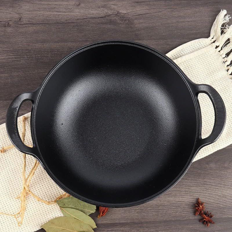 9 inch Cast Iron Wok with Handles, Grilling Pan, Use in the Oven, on the Stove, or on the Grill (9 inch) 9 inch without Lid