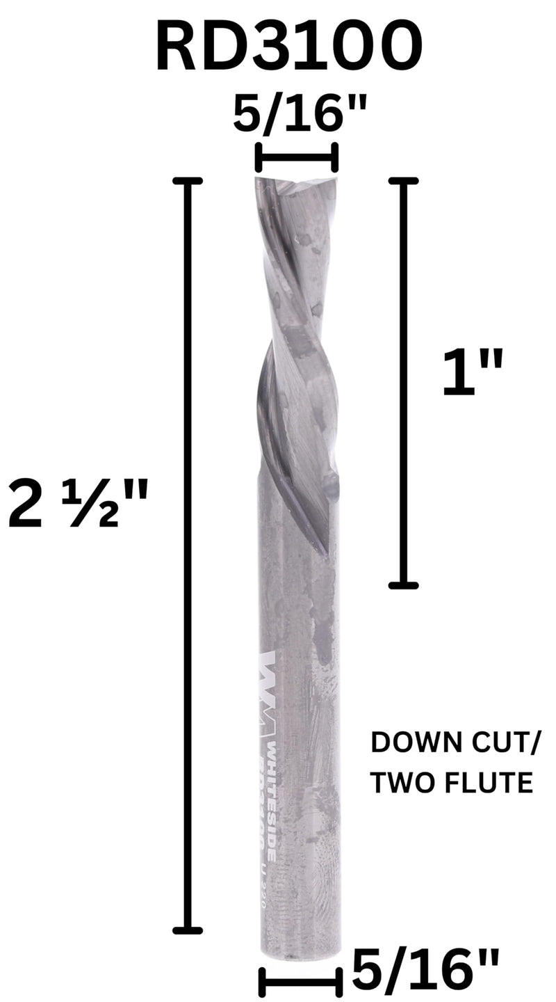 Whiteside Router Bits RU3100 Standard Spiral Bit with Up Cut 5/16-Inch Cutting Diameter and 1-Inch Cutting Length