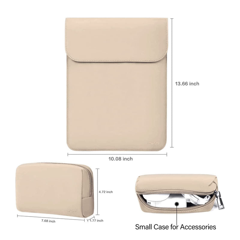 MOSISO Laptop Sleeve Compatible with MacBook Air 13 M3 A3113 M2 A2681 M1 A2337 A2179 A1932/Pro 13 M2 M1 A2338 A2251 A2289 A2159 A1989 A1706 A1708, Faux Suede Leather Case with Small Bag, Apricot