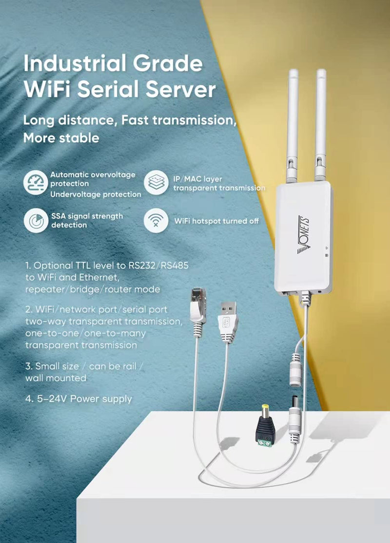 VONETS Industrial WiFi Serial Port Server/WiFi Bridge Ethernet Repeater Wireless Router - Signal Extender for Medical Devices, IP Cameras, PLCs, Telescopes, Network Devices - VAP11S-232