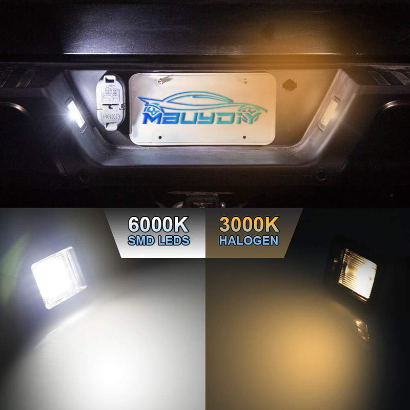 LED License Plate Light Lamp Assembly Compatible with 2015-2020 F150 17-20 Raptor Smoke Lens 6000K White, Pack of 2