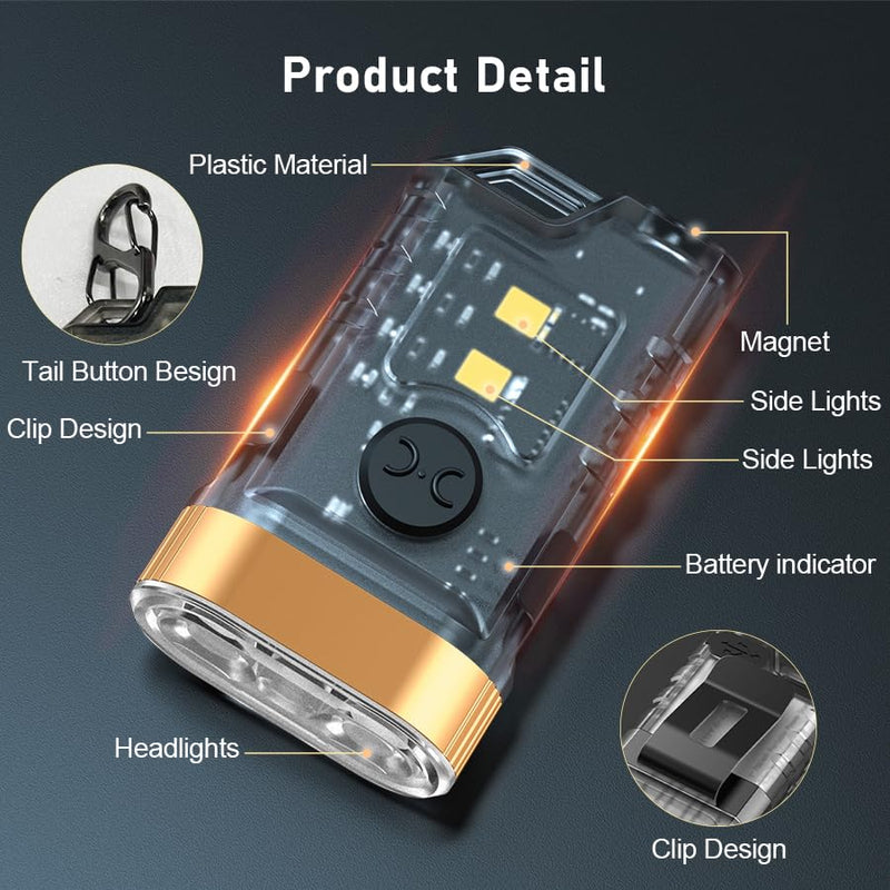 LED Small Powerful EDC Flashlight with Warm White Red Light,Bright 1500LM USB C Rechargeable 9 Modes Mini Pocket Keychain Flash Light with Clip,IP5 Waterproof,365nm UV Black Light,Tail Magnet 4PC Mini EDC Flashlight 4pc