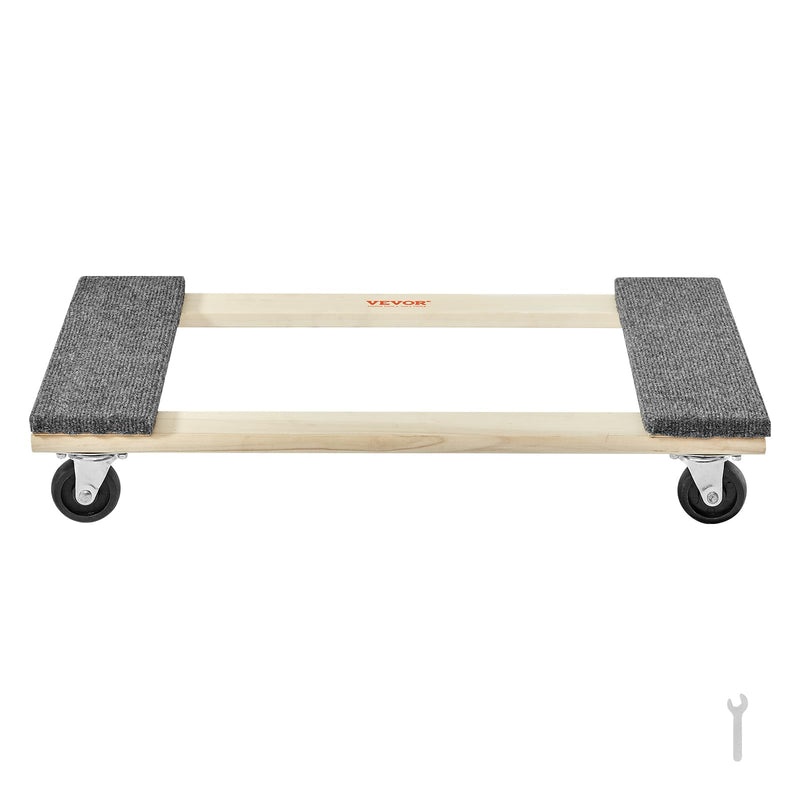 VEVOR Hardwood Furniture Moving Dolly, 30 in. x 18 in. 4 x 3 PP Swivel Casters, Heavy Duty Wooden Mover Dollies, Moving Cart with Wheels for Heavy Furniture, 1000 lbs. Capacity, 1 Pack 30in x 18in-1 Pack