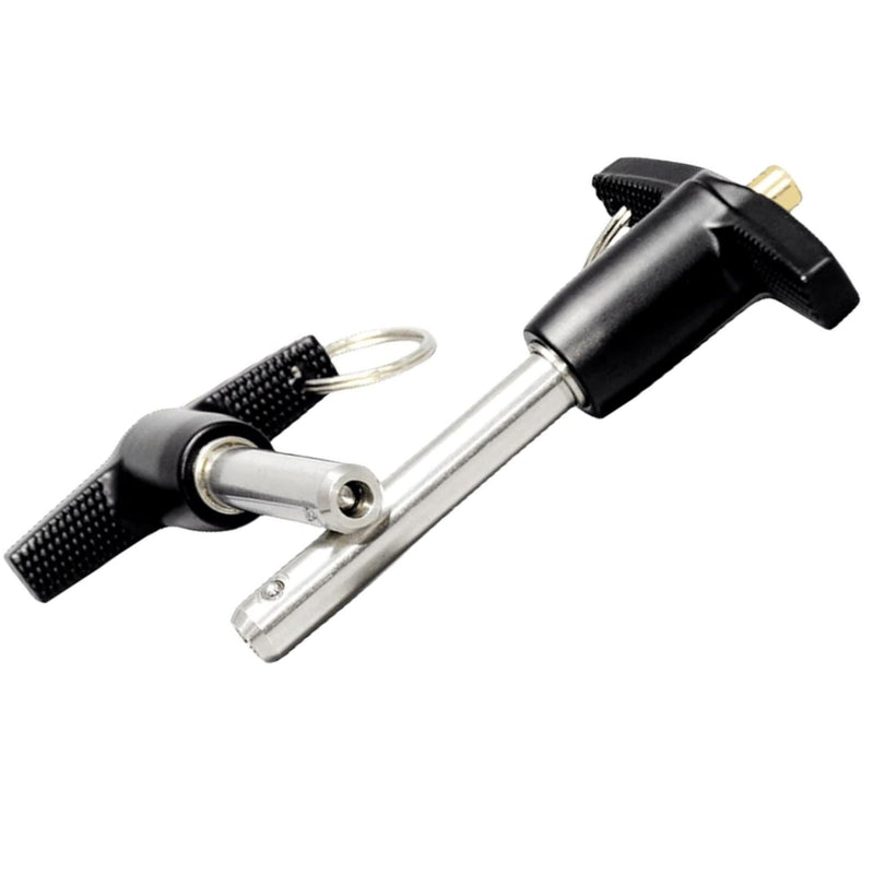 Pair of Stainless Steel 304 Push-Button Quick Release Pin T Handle Lock Pins, Pin Dia 6.3mm(1/4in) Usage Length 40mm (App.1.5in) with Lanyard Cable (2) 2