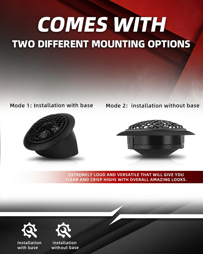1 Inch Car Tweeters 300W Peak, Silk Dome Tweeter Speakers for Car Audio, 4 Ohm High Frequency Tweeters with Crossover, Surface/Flush Mount, Car Tweeters Pair for Clear Crisp Sound