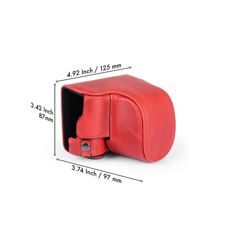 MegaGear MG1699 Ever Ready Genuine Leather Camera Case Compatible with Leica D-Lux 7 - Red